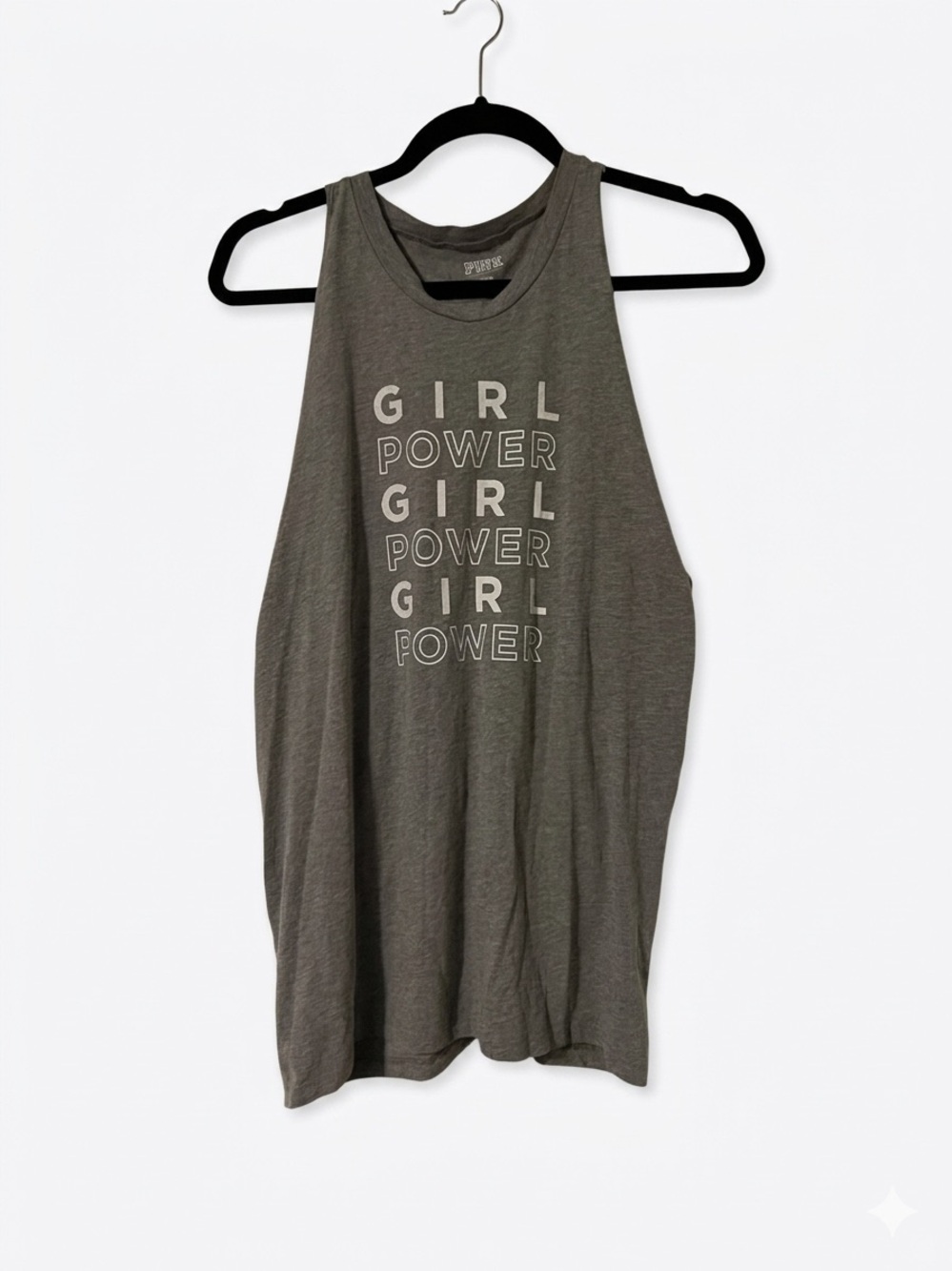 PINK Victoria's Secret Gray 'Girl Power' Graphic Muscle Tank